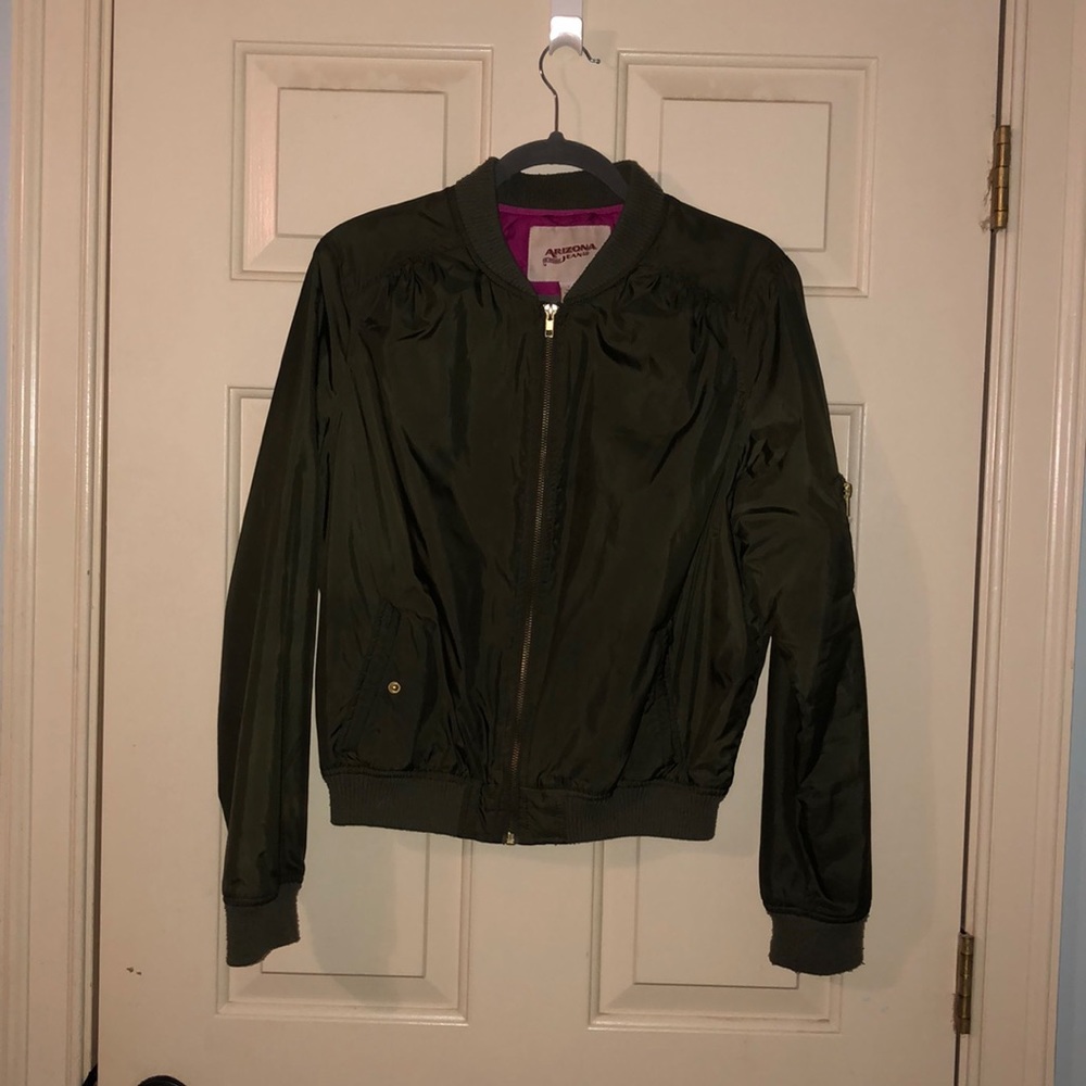 dark green bomber jacket